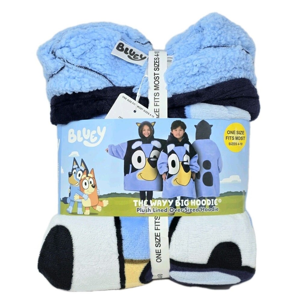 Bluey Kid's WAYY BIG HOODIE Oversized Plush 3D Ears Fits Sizes 4-10 Ludo Studios